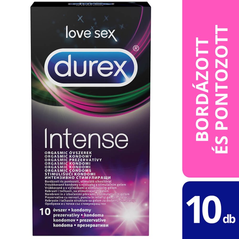 Durex Intense - bordázott és pontozott óvszer (10db) - 21643 termék bemutató kép