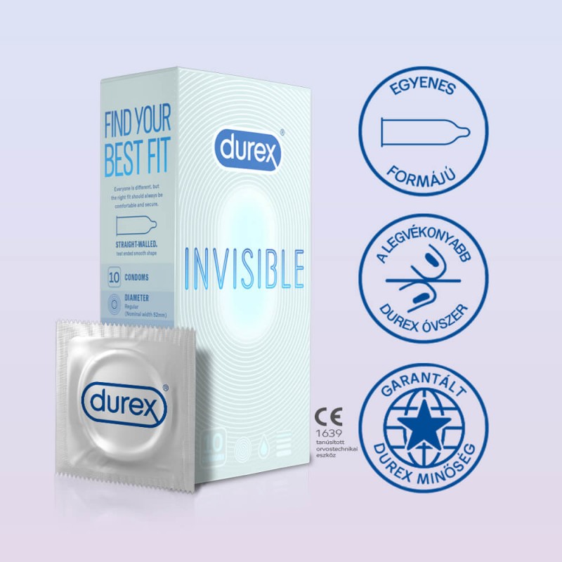 Durex Invisible Extra Sensitive - vékony óvszer (10db) 59751 termék bemutató kép