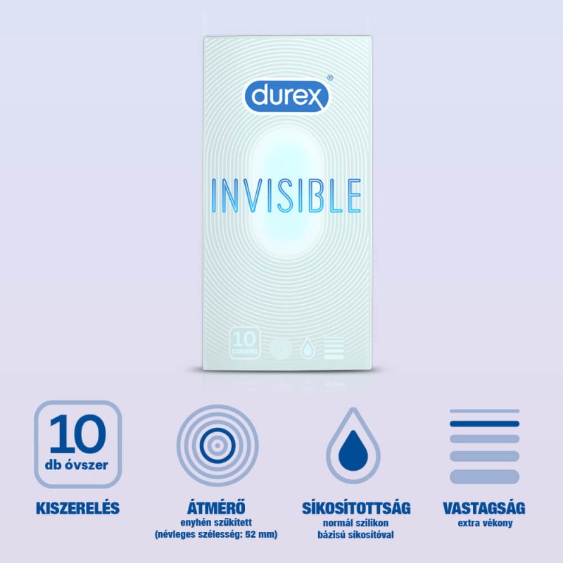 Durex Invisible Extra Sensitive - vékony óvszer (10db) 80460 termék bemutató kép