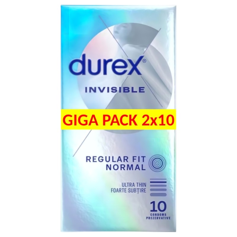 Durex Invisible Regular Fit - vékony óvszer (2x10db) 121205 termék bemutató kép