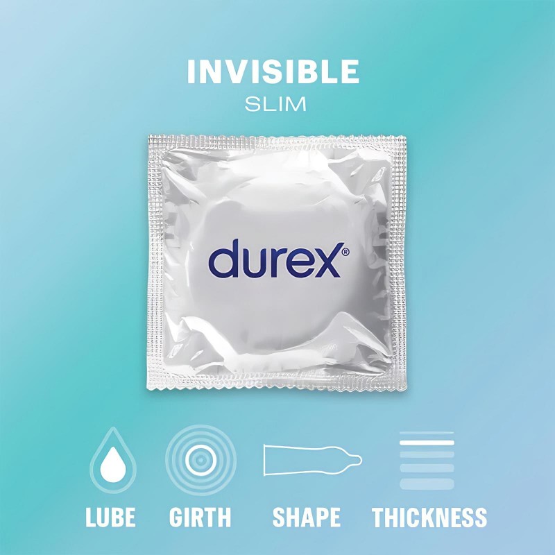 Durex Invisible Slim - vékony óvszer (10 db) 130330 termék bemutató kép