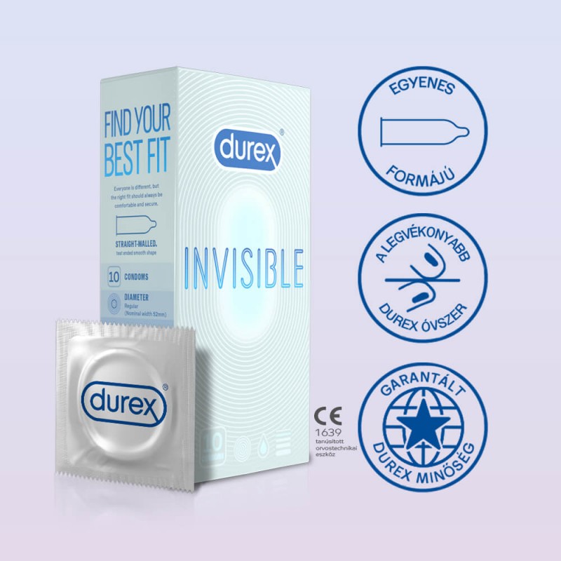 Durex Invisible Slim - vékony óvszer (10db) 95028 termék bemutató kép