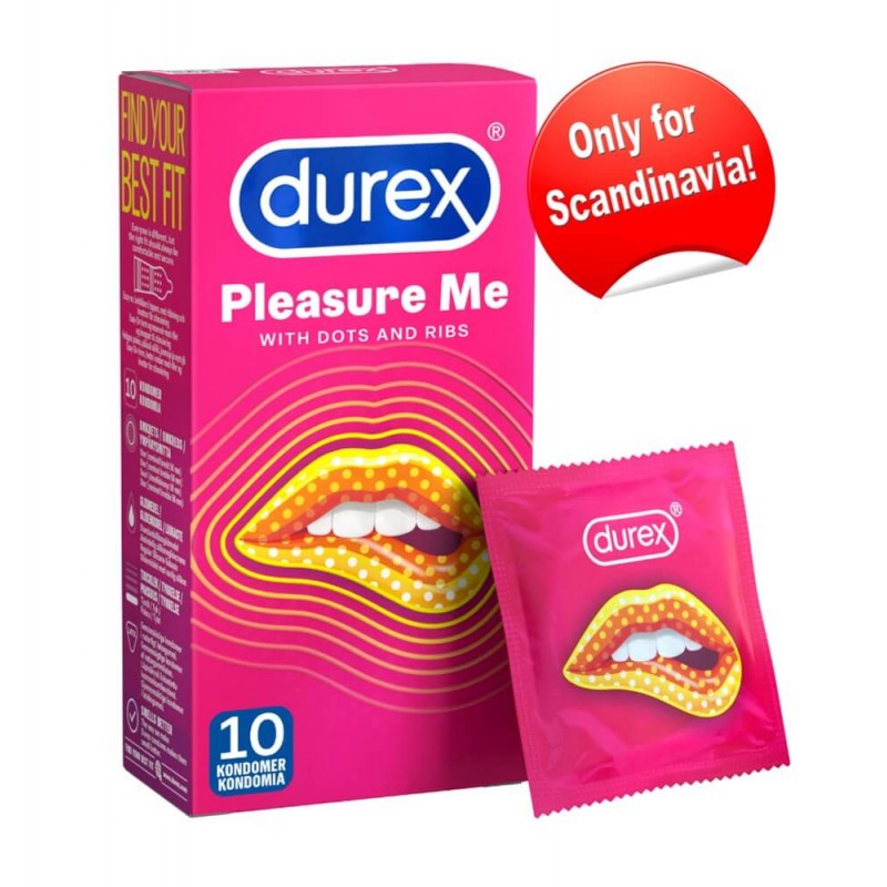 Durex Pleasure Me - bordázott-pontozott óvszer (10db) 41760 termék bemutató kép