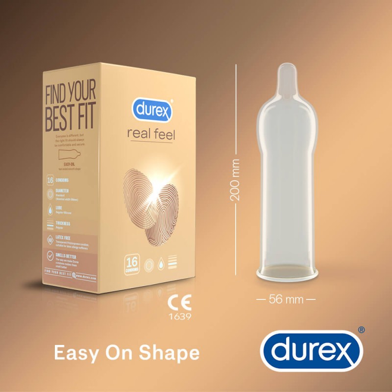 Durex Real Feel - latexmentes óvszer (16db) 41149 termék bemutató kép