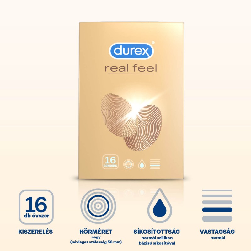 Durex Real Feel - latexmentes óvszer (16db) 41151 termék bemutató kép