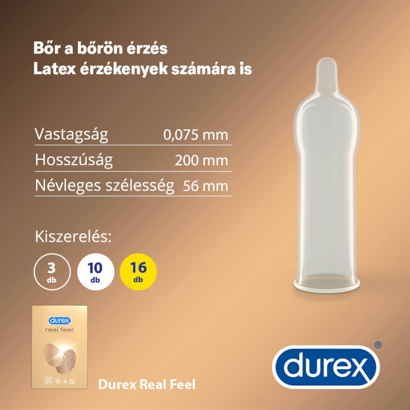 Durex Real Feel - latexmentes óvszer (16db) 41152 termék bemutató kép