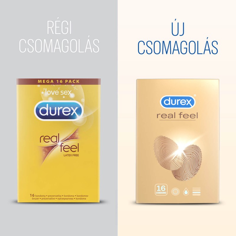 Durex Real Feel - latexmentes óvszer (16db) 41153 termék bemutató kép