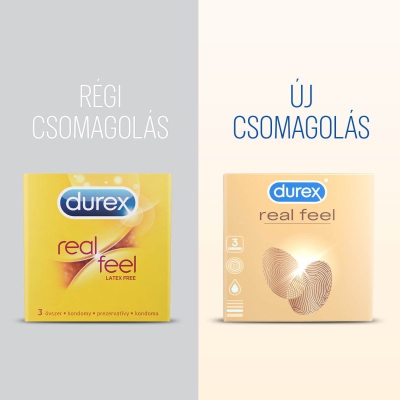 Durex Real Feel - latexmentes óvszer (3db) 49450 termék bemutató kép