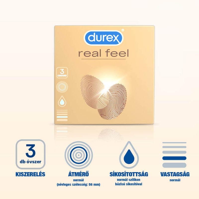 Durex Real Feel - latexmentes óvszer (3db) 49452 termék bemutató kép