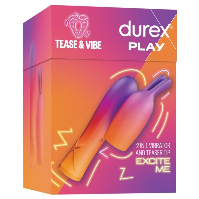 Durex Tease & Vibe - akkus rúdvibrátor nyuszis csiklóizgatóval (pink) 89972 termék bemutató kép