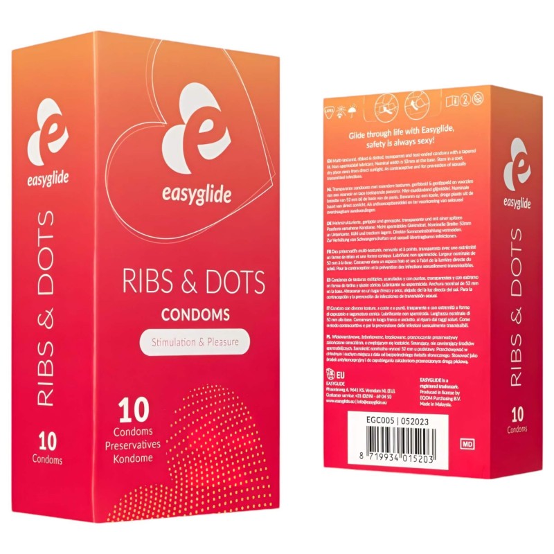EasyGlide Ribs & Dots - pontozott óvszer (10 db) 134698 termék bemutató kép