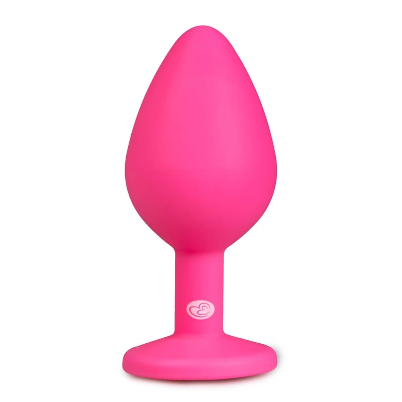 Easytoys Diamond - fehér köves anál plug (közepes) - pink 31446 termék bemutató kép