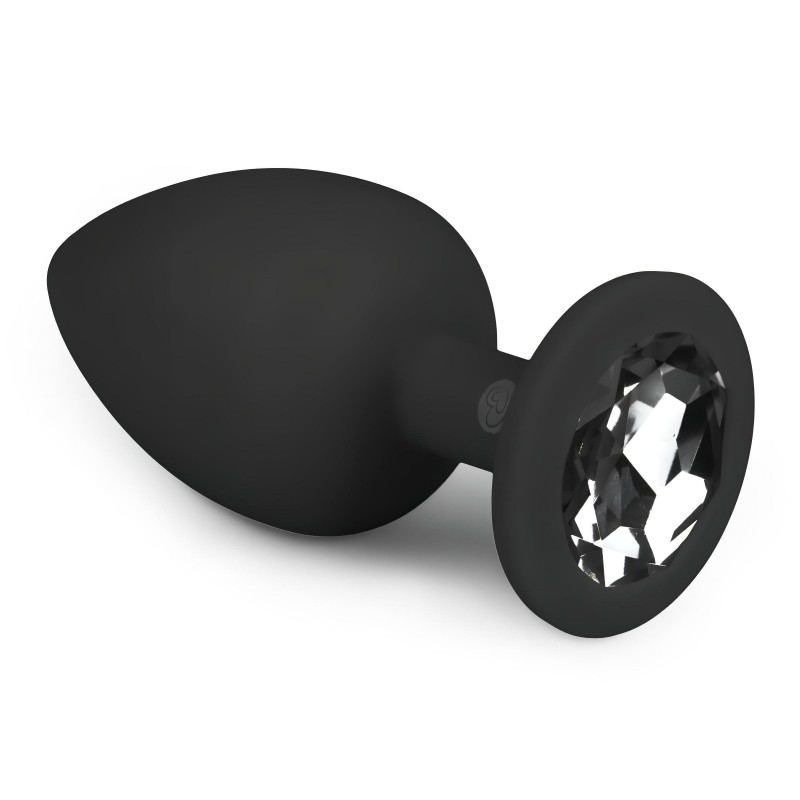Easytoys Diamond - fehér köves anál plug (nagy) - fekete 99105 termék bemutató kép