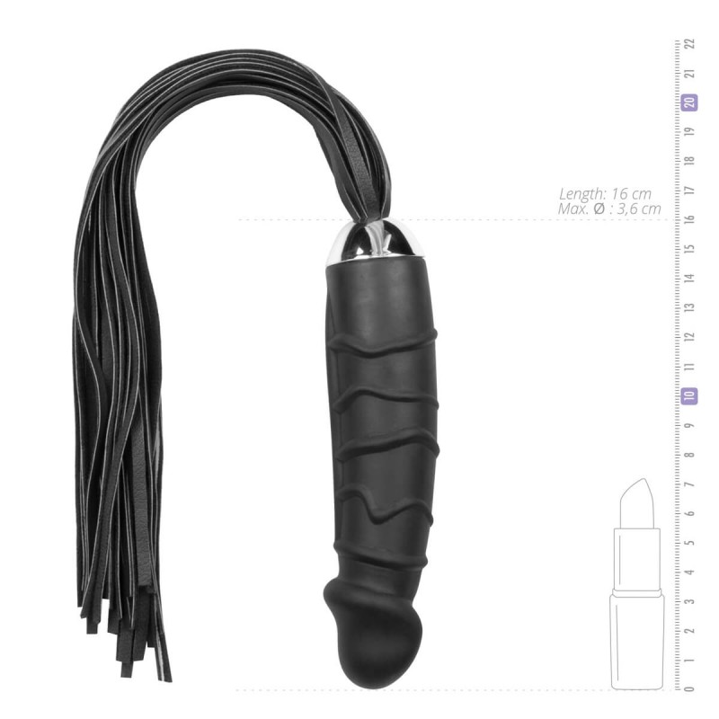 Easytoys Flogger - korbács és szilikon dildó egyben (fekete) 57852 termék bemutató kép