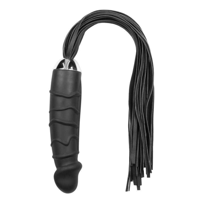 Easytoys Flogger - korbács és szilikon dildó egyben (fekete) 27355 termék bemutató kép