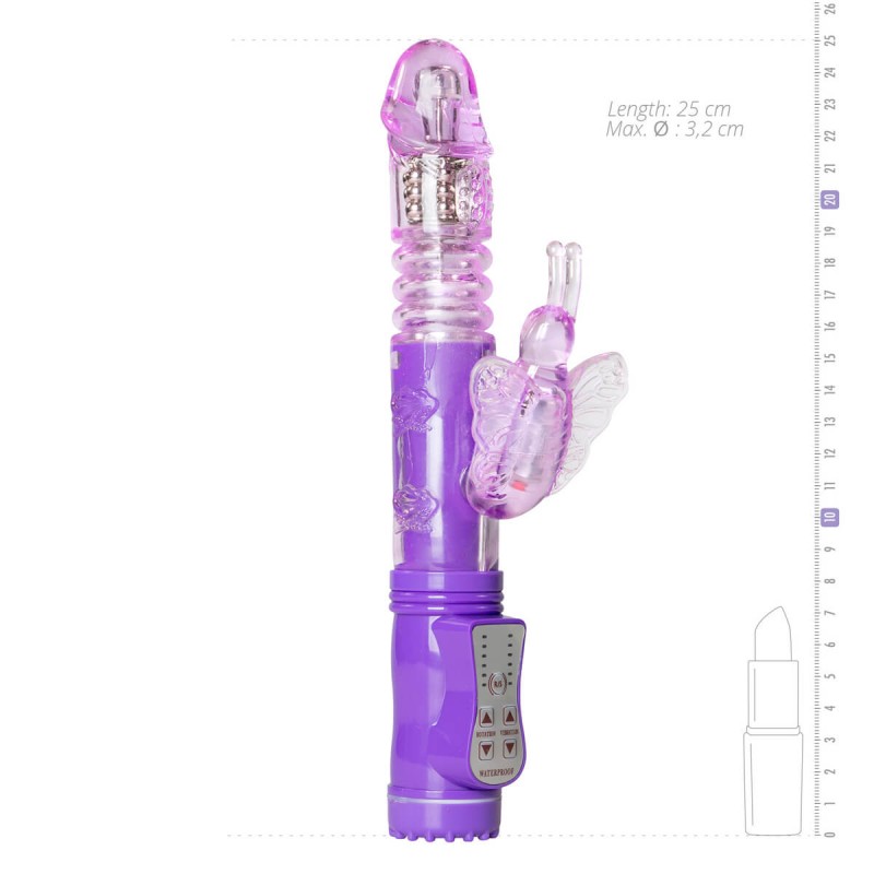 Easytoys - forgó-lökő, pillangós csiklókaros vibrátor (lila) 74978 termék bemutató kép