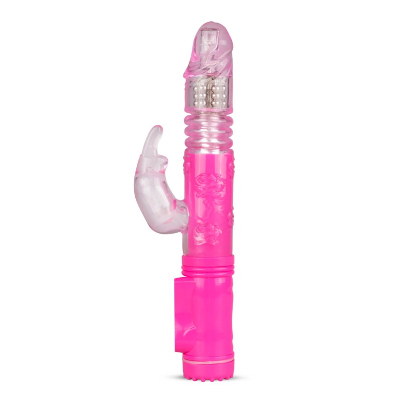 Easytoys - forgógyöngyös, lökő, csiklókaros vibrátor (pink) 77403 termék bemutató kép