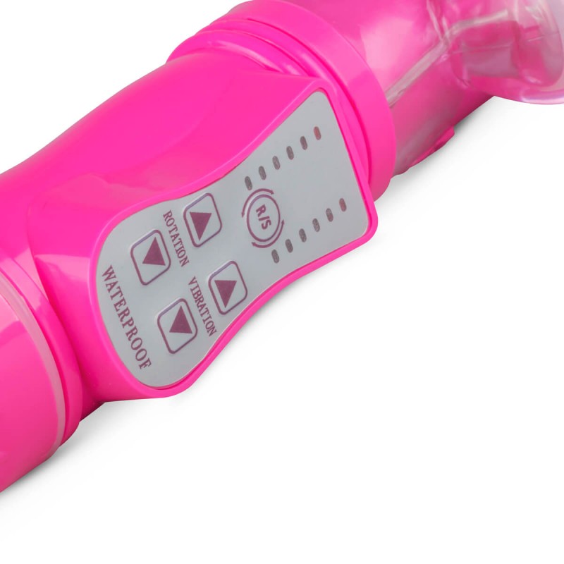 Easytoys - forgógyöngyös, lökő, csiklókaros vibrátor (pink) 77404 termék bemutató kép