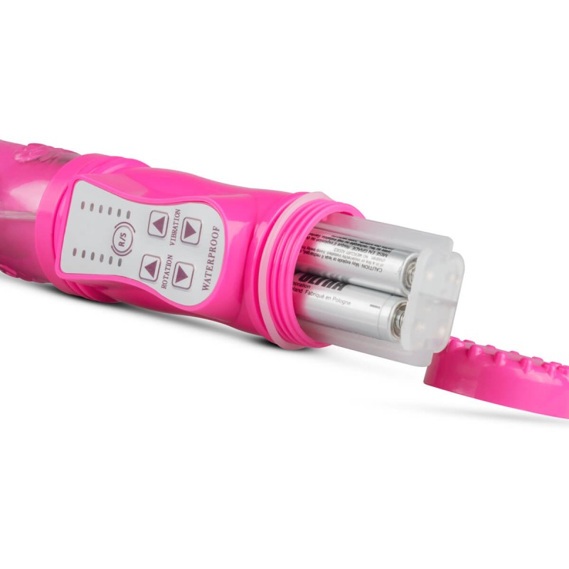 Easytoys - forgógyöngyös, lökő, csiklókaros vibrátor (pink) 77405 termék bemutató kép