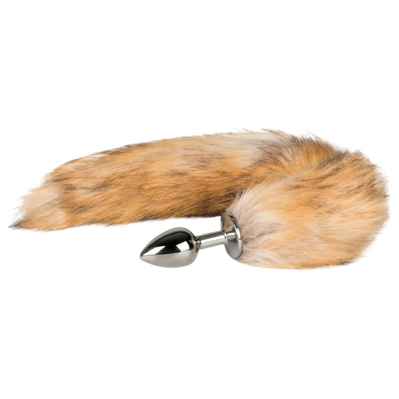 Easytoys Fox NO1 - fém anál plug rókafarokkal (ezüst-vörös) 99090 termék bemutató kép
