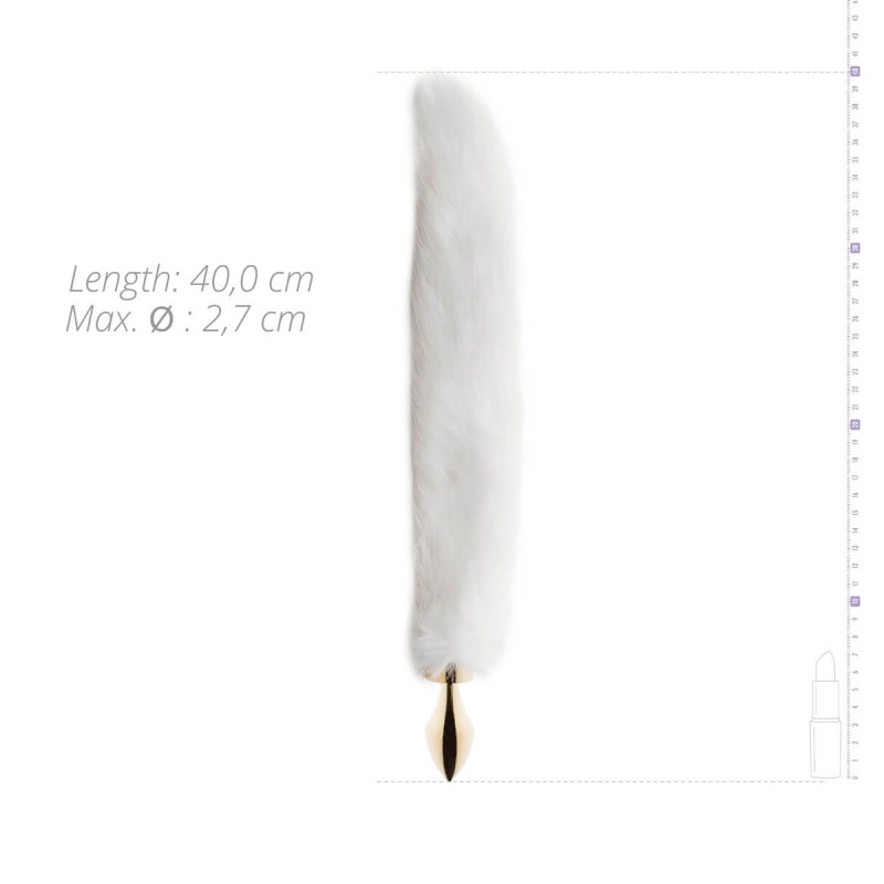 Easytoys Fox NO13 - fém anál plug rókafarokkal (arany-fehér) 28340 termék bemutató kép