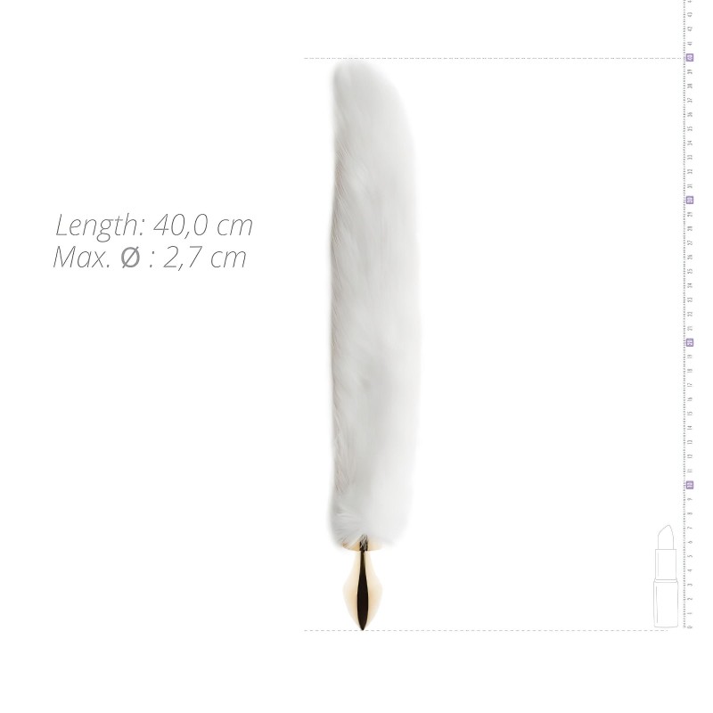 Easytoys Fox NO13 - fém anál plug rókafarokkal (arany-fehér) 99151 termék bemutató kép