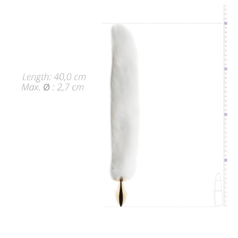 EasyToys Fox NO13 - fém butt plug rókafarokkal, anál plug (arany-fehér) 158513 termék bemutató kép
