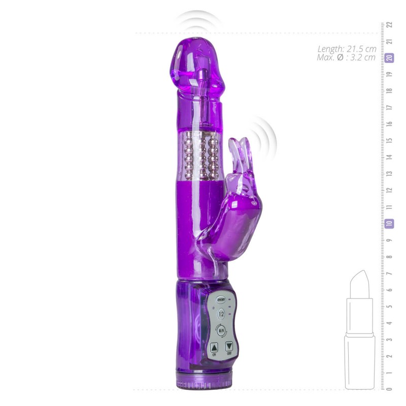 Easytoys Rabbit - forgó gyöngyös, csiklókaros vibrátor (lila) 73649 termék bemutató kép