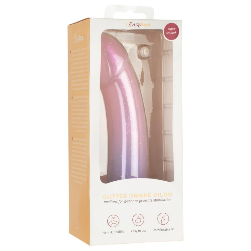 EasyToys Mermaid - csillámos dildó - 19cm (pink) 116021 termék bemutató kép
