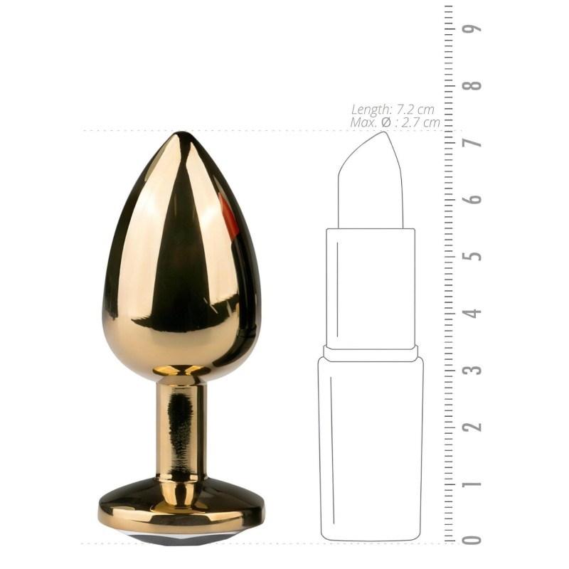 EasyToys Metal No.1 - fehér köves kúp anál plug (arany, 2,5 cm) 131152 termék bemutató kép