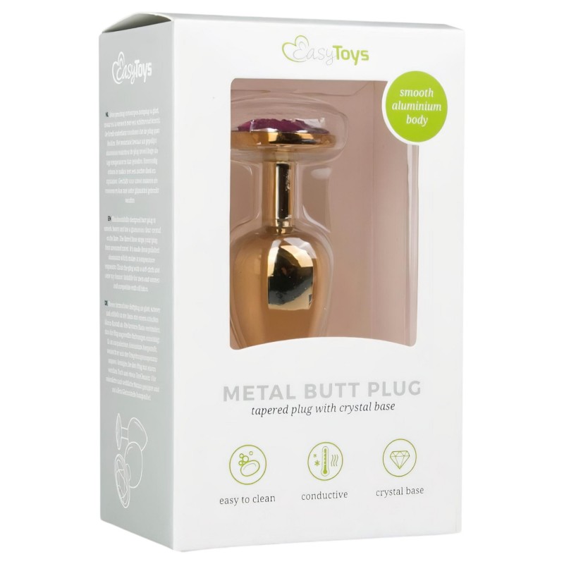 EasyToys Metal No.1 - lila köves kúp anál plug (arany, 2,5 cm) 129157 termék bemutató kép