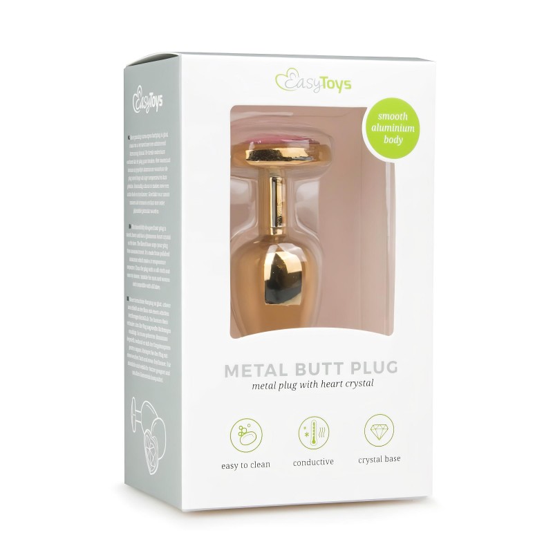 EasyToys Metal No.3 - anál plug (arany-pink, 2,5 cm) 130880 termék bemutató kép