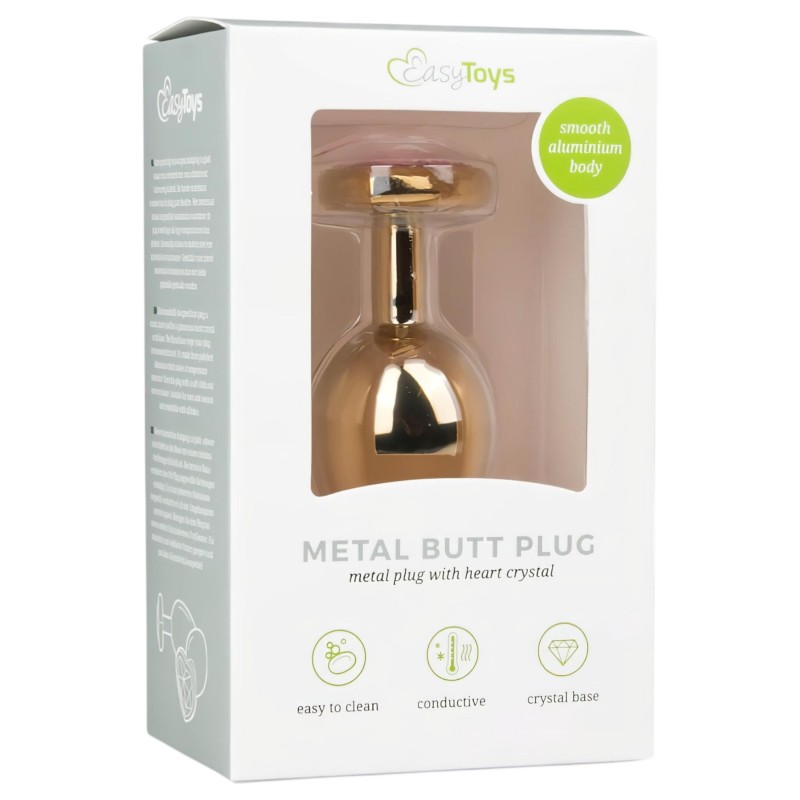 EasyToys Metal No.7 - pink köves, kúp anál plug (arany, 3 cm) 130864 termék bemutató kép