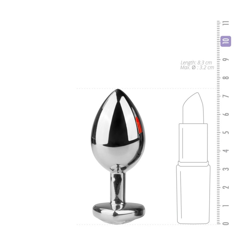 Easytoys Metal No.7 - szíves anál plug fehér kővel - ezüst 93818 termék bemutató kép