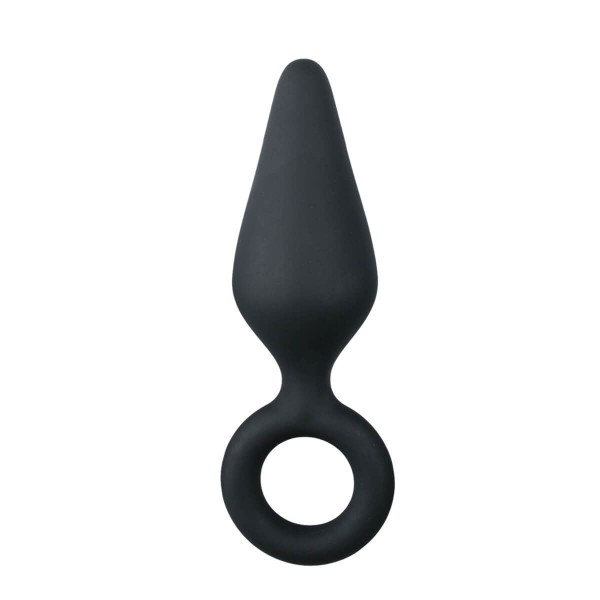 Easytoys Pointy Plug - gyűrűs anál plug - közepes (fekete)