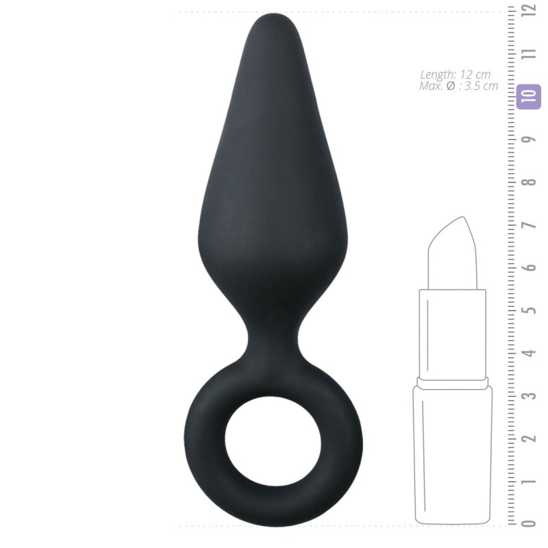 Easytoys Pointy Plug - gyűrűs anál plug - közepes (fekete) 48580 termék bemutató kép