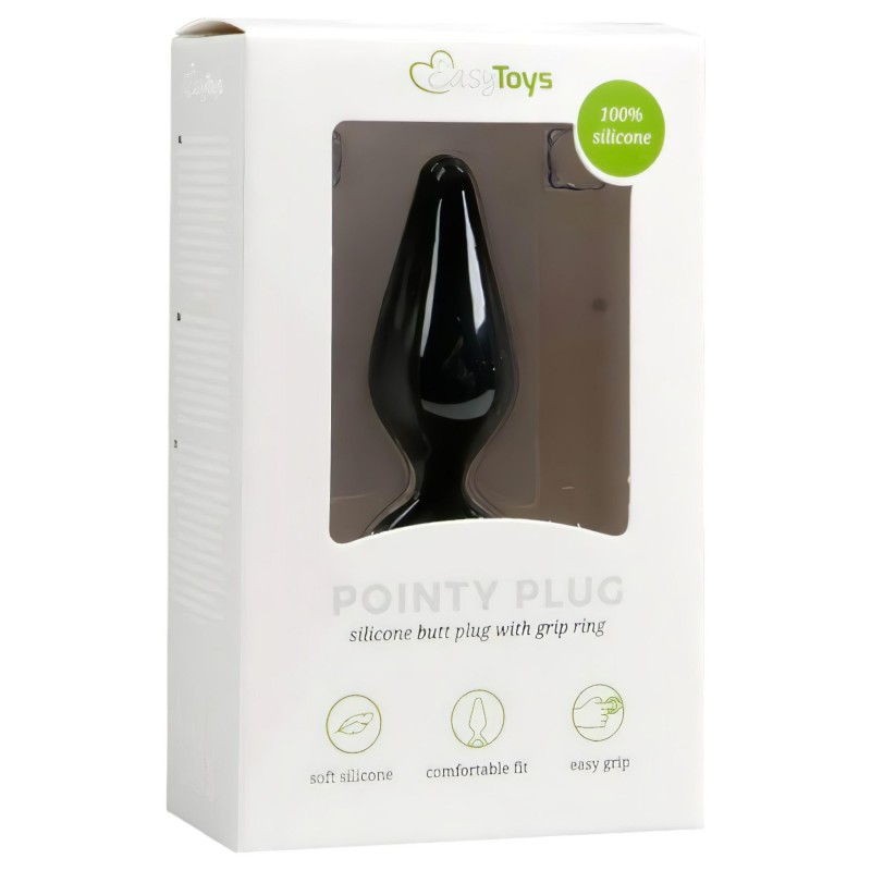 Easytoys Pointy Plug - gyűrűs anál plug - közepes (fekete) 102457 termék bemutató kép