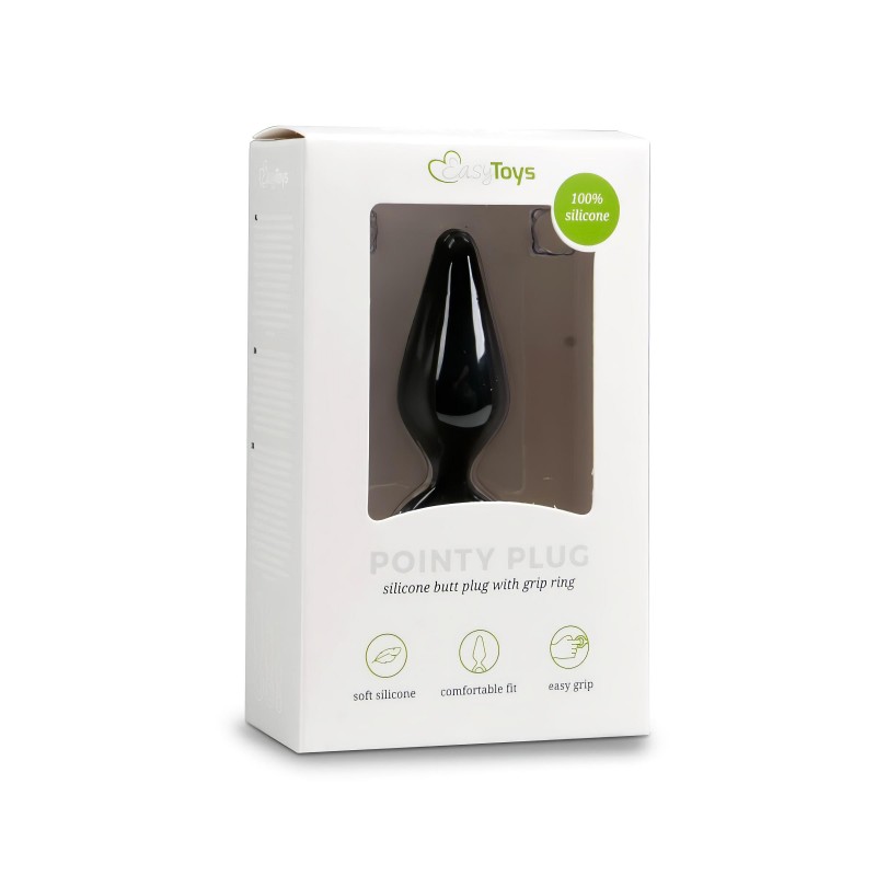 Easytoys Pointy Plug - gyűrűs anál plug - közepes (fekete) 102458 termék bemutató kép