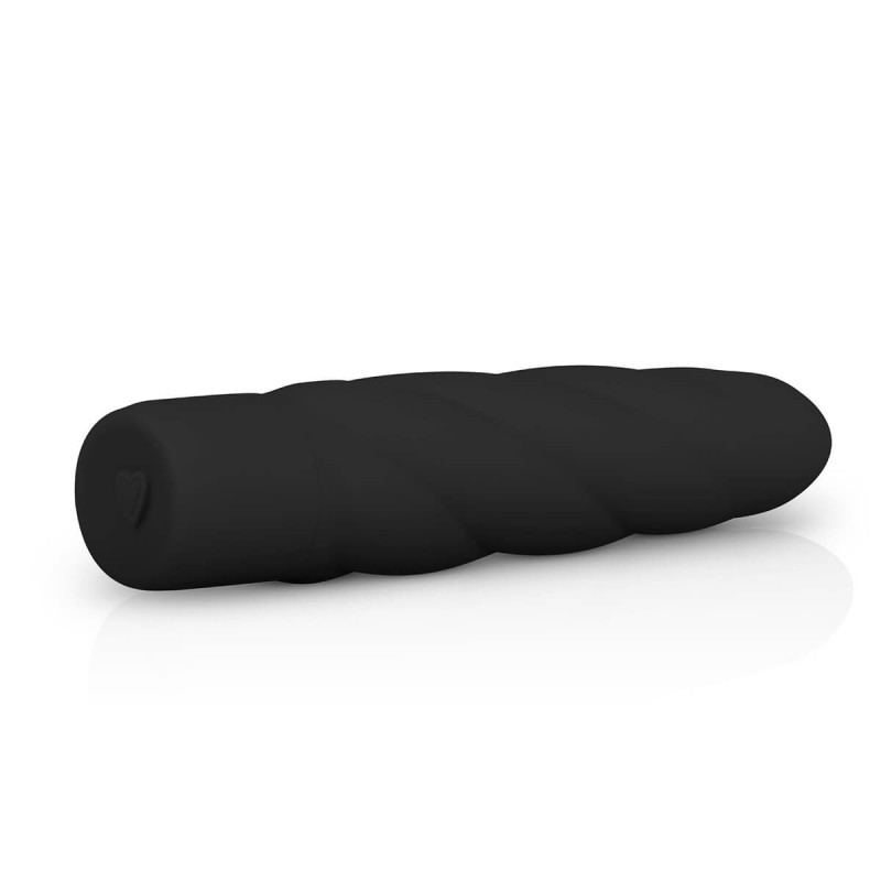 Easytoys Power Vibe - csavart szilikon rúd vibrátor (fekete) 35709 termék bemutató kép