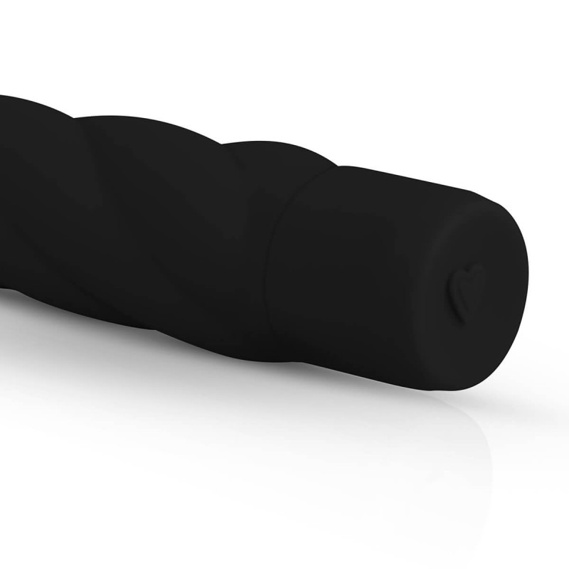 Easytoys Power Vibe - csavart szilikon rúd vibrátor (fekete) 35710 termék bemutató kép