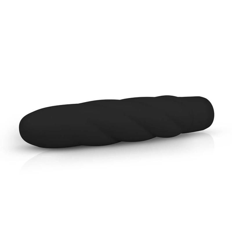Easytoys Power Vibe - csavart szilikon rúd vibrátor (fekete) 35711 termék bemutató kép