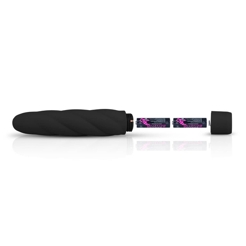 Easytoys Power Vibe - csavart szilikon rúd vibrátor (fekete) 58913 termék bemutató kép
