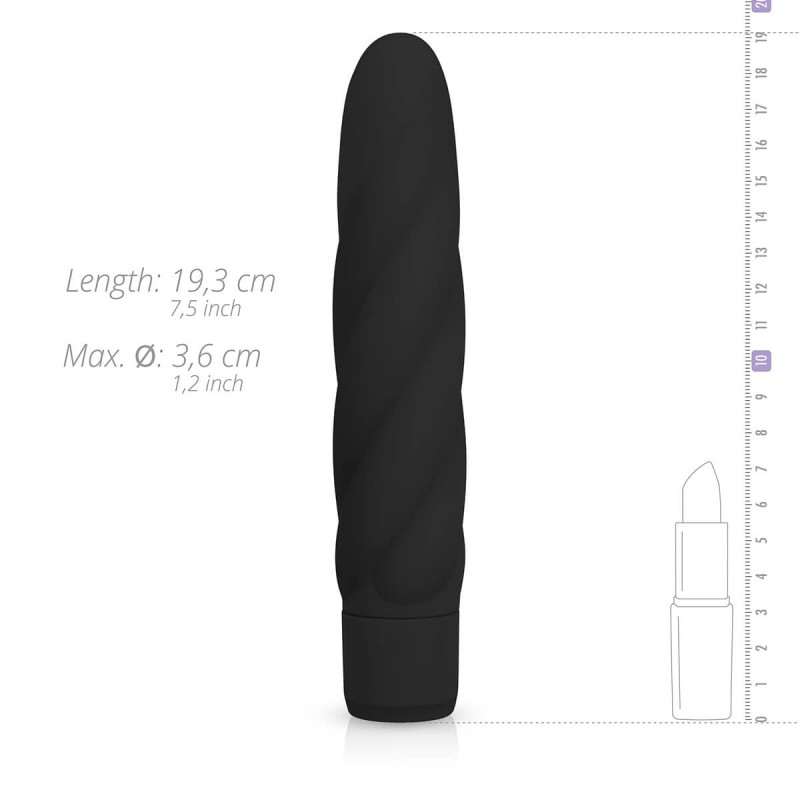 Easytoys Power Vibe - csavart szilikon rúd vibrátor (fekete) 35713 termék bemutató kép