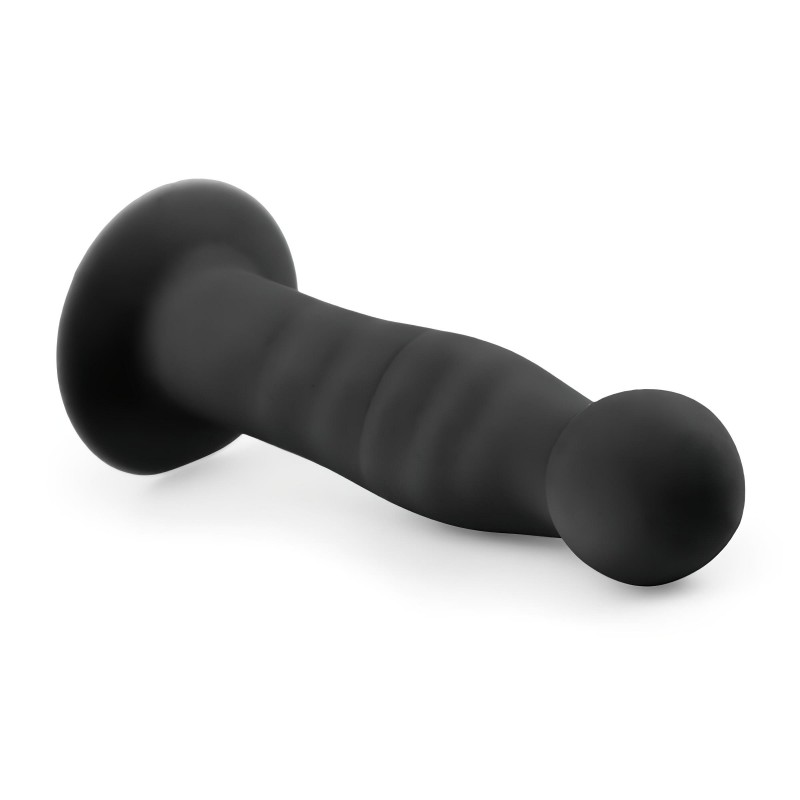 Easytoys Ribbed - tapadókorongos anál dildó (14cm) - fekete 106106 termék bemutató kép