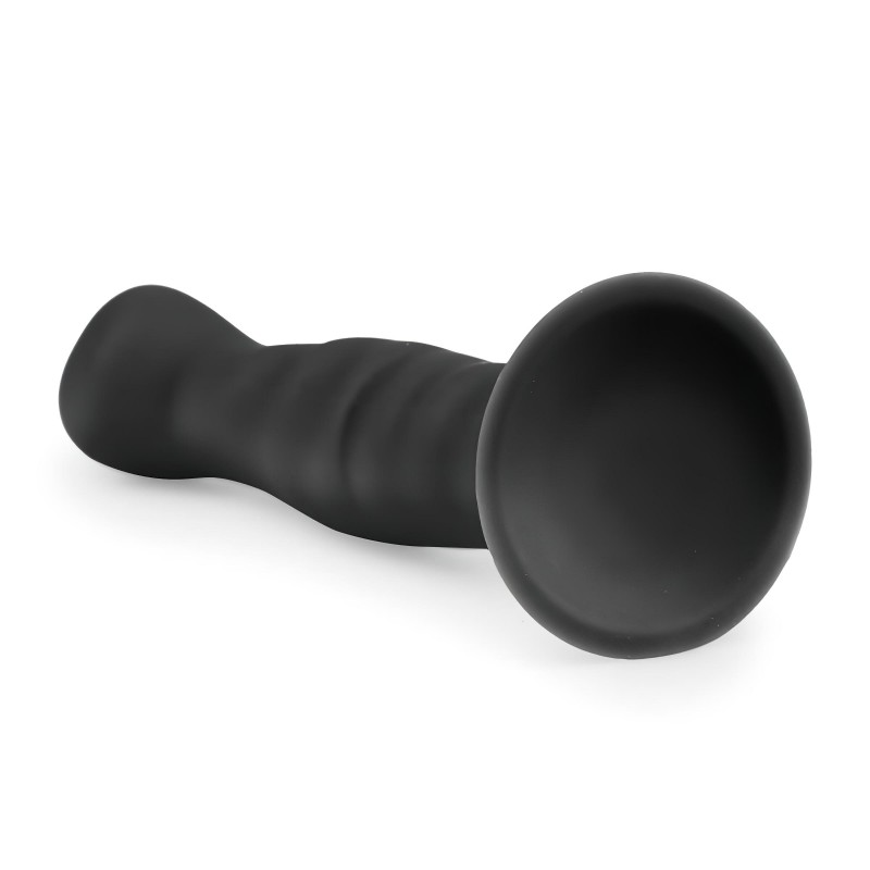 Easytoys Ribbed - tapadókorongos anál dildó (14cm) - fekete 106107 termék bemutató kép