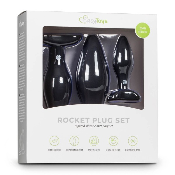 Easytoys Rocket - anál plug szett - fekete (3 részes)