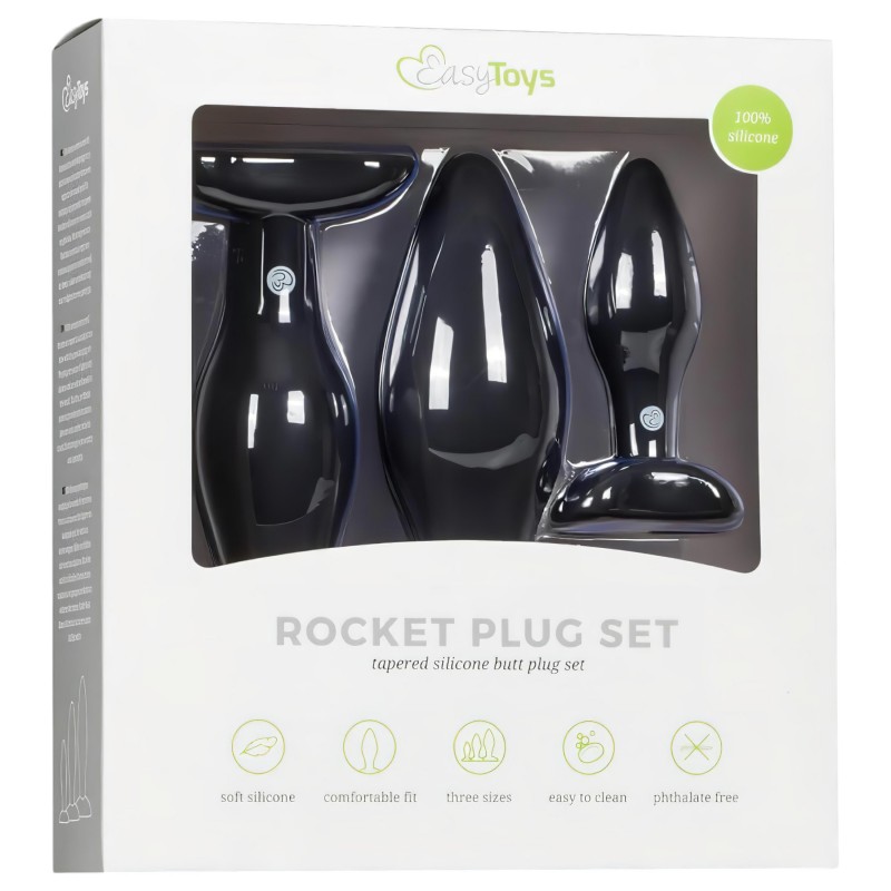 Easytoys Rocket - anál plug szett - fekete (3 részes) 104918 termék bemutató kép