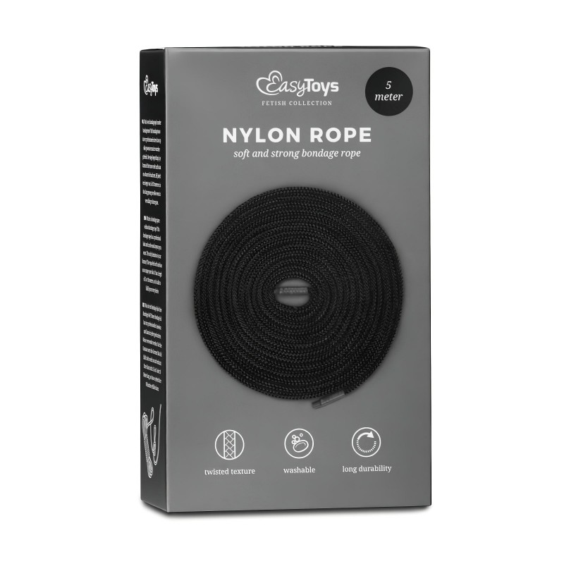 EasyToys Rope - bondage kötél (5 m, fekete) 130884 termék bemutató kép