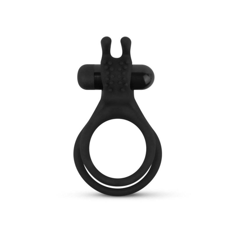 Easytoys Share Ring - vibrációs pénisz- és heregyűrű (fekete) 74119 termék bemutató kép