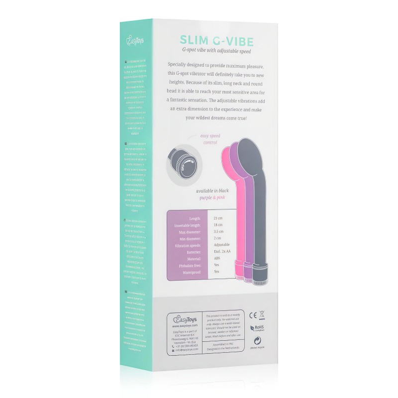 EasyToys Slim - vékony, hajlított fejű G-pont vibrátor (pink) 156013 termék bemutató kép